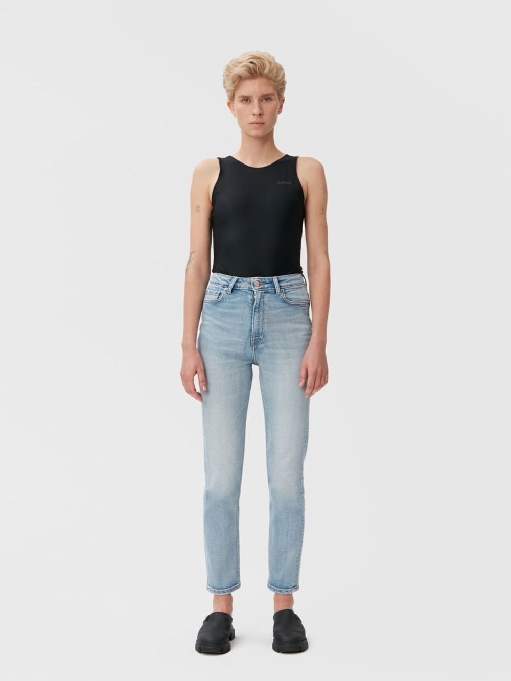 Ganni Cutye Cropped Blue Jeans Sz 26